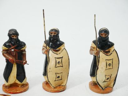 UNMARKED:
Set of 6 painted plaster and flour...