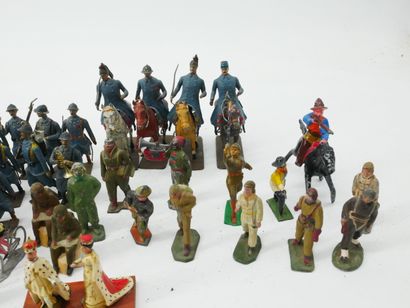 Set of painted lead figurines representing:...