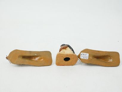 UNMARKED:
Set of 6 painted plaster and flour...