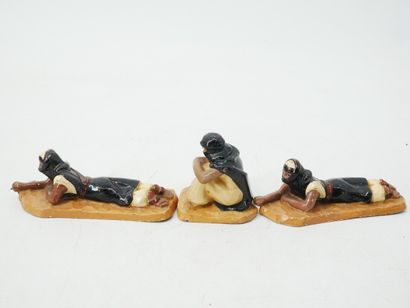 UNMARKED:
Set of 6 painted plaster and flour...