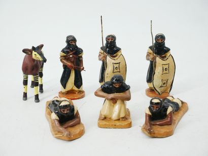 UNMARKED:
Set of 6 painted plaster and flour...