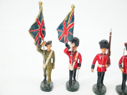 Set of 9 figures in painted composition,...