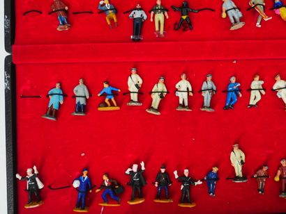Set of painted lead figurines representing:...
