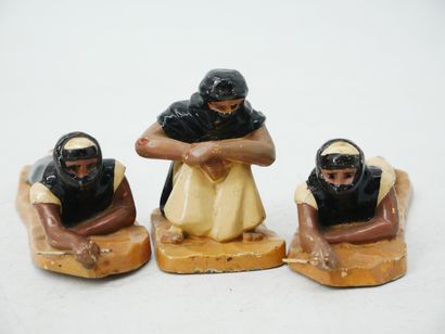 UNMARKED:
Set of 6 painted plaster and flour...