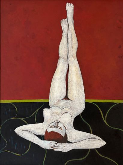 Ecole moderne
Femme nue faisant le poirier
Huile...