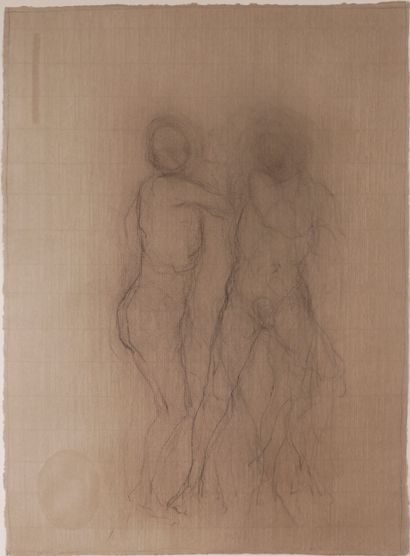 Eric DALBIS (1957-) 
Deux personages, 1990
Fusain...