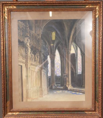 DELPARD, Gaston (XXe siècle) 
Intérieur d’église
Aquarelle...