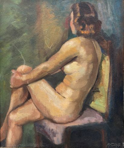 M. COLIN
Femme nue assise de 3/4
Huile sur...