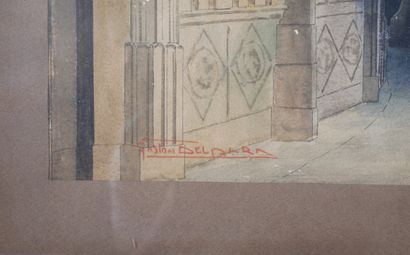 DELPARD, Gaston (XXe siècle) 
Intérieur d’église
Aquarelle...