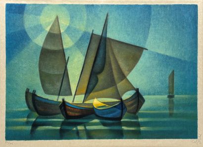 Louis TOFFOLI (1907-1999)
Les barques
Lithographie...