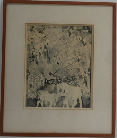 Pierre GARCIA-FONS (1928-2016) 
Chevaux
Aquarelle...