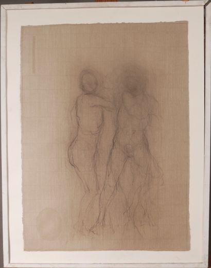 Eric DALBIS (1957-) 
Deux personages, 1990
Fusain...