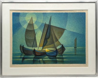 Louis TOFFOLI (1907-1999)
Les barques
Lithographie...
