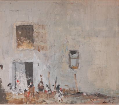 Pierre CHRISTIN (1935-) 
Basse-cour
Huile...
