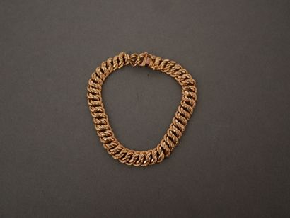 Bracelet à maillons creux en or jaune 18k,...
