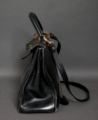 HERMES Paris 
Kelly bag in black box calfskin,...