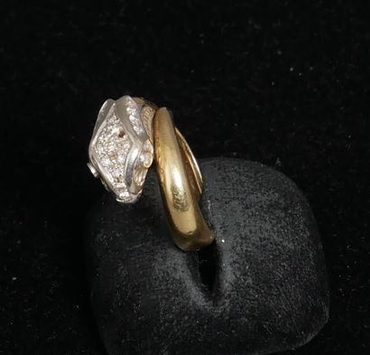Bague serpent en or jaune et gris 18k, sertie...