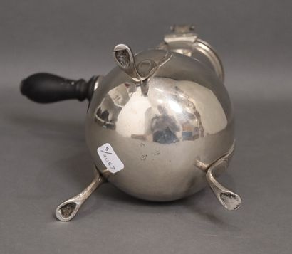 Tripod silver chocolate pot, ebony handle,...