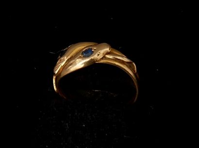 Bague double serpents en or jaune 18k serti...
