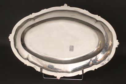 Oval dish with raised scrolls and shells...