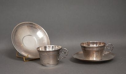 Pair of silver 950°/°° cups with handles...