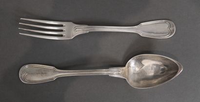 E. MAITREAU goldsmith
Twelve 950°/°° silver...