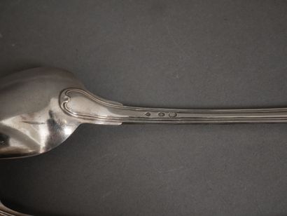 Two 950°/°° silver spoons, one engraved with...
