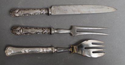 Lot: 
- Cutlery, handles in silver-coated...