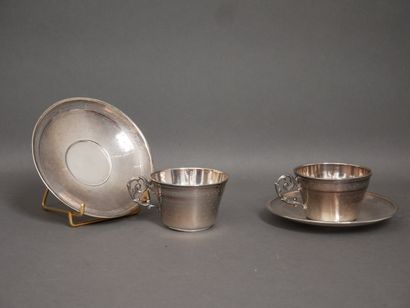 Pair of silver 950°/°° cups with handles...