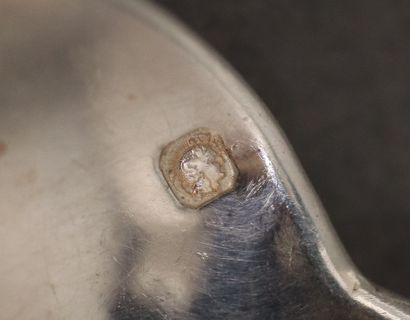 Six coffee spoons in 950°/°° uniplat silver,...