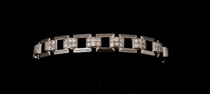 Bracelet articulé en or gris 18k et platine,...