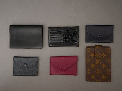 Set of leather cases and wallets, including...