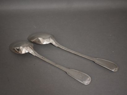 Two 950°/°° silver spoons, one engraved with...