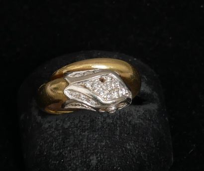 Bague serpent en or jaune et gris 18k, sertie...