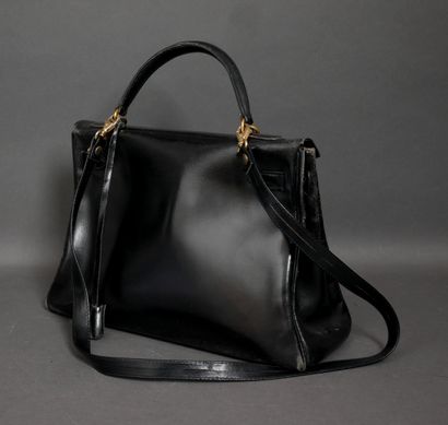 HERMES Paris 
Kelly bag in black box calfskin,...
