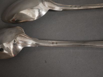 Two 950°/°° silver spoons, one engraved with...