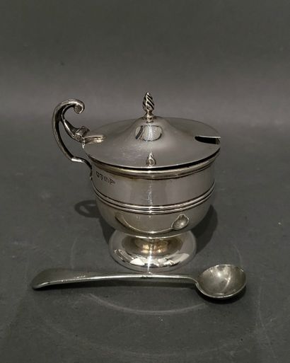 Moutardier sur piédouche en argent 925°/°°,...
