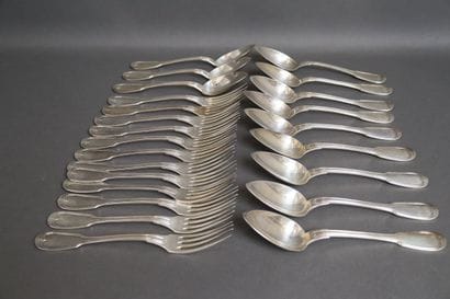 E. MAITREAU goldsmith
Twelve 950°/°° silver...
