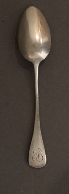 Six coffee spoons in 950°/°° uniplat silver,...