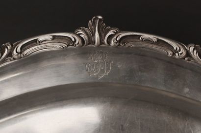 Oval dish with raised scrolls and shells...