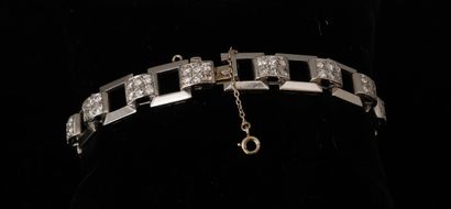 Bracelet articulé en or gris 18k et platine,...