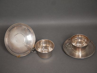 Pair of silver 950°/°° cups with handles...