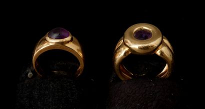 Deux bagues en or jaune 18k orné en serti...