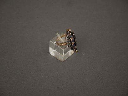 Bague marquise en or jaune 18k et argent,...