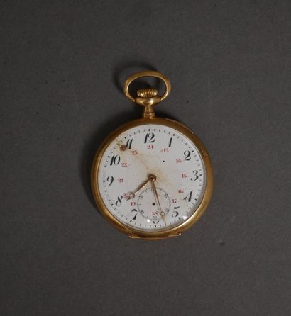Montre de gousset en or jaune 18k, cadran...
