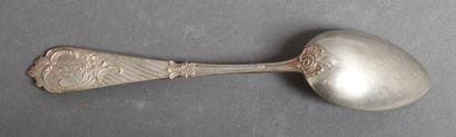 Six 916°/°° silver dessert spoons with rocaille...