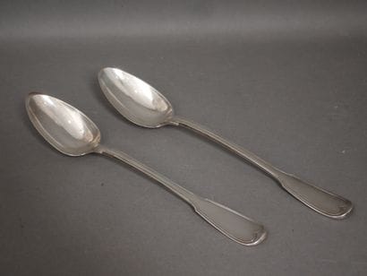 Two 950°/°° silver spoons, one engraved with...
