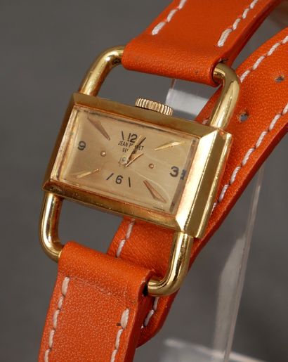 Jean PERRET 
Montre de dame en or jaune 18k,...