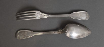 E. MAITREAU goldsmith
Twelve 950°/°° silver...