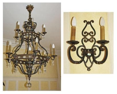 LUSTRE CAGE à treize lumières sur deux rangs...